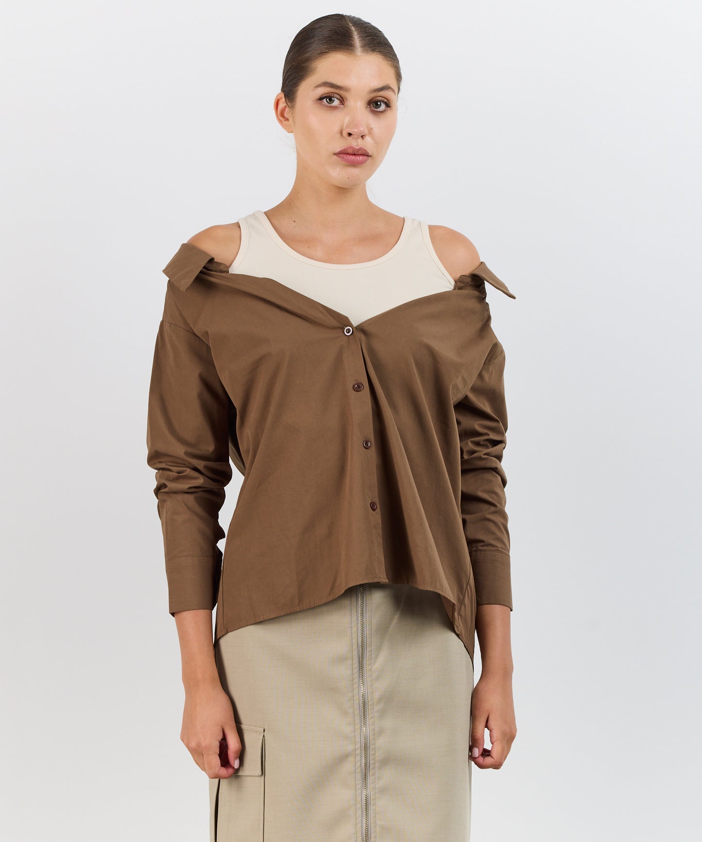 DRAPED LAYERED SHIRT