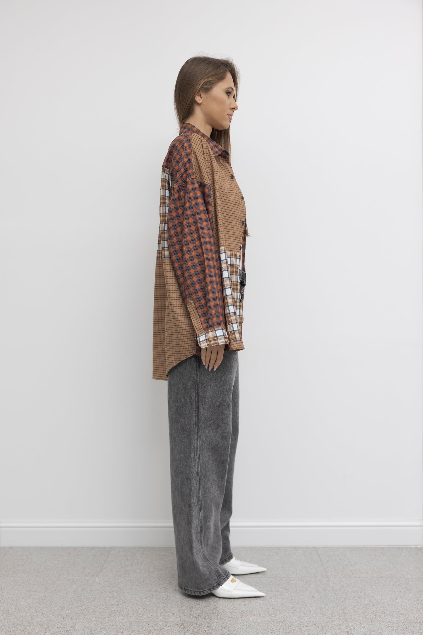 PATCHWORK PLAID OVERSIZED SHIRT