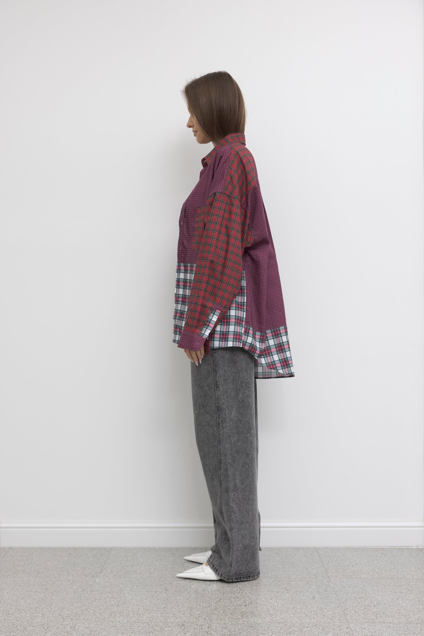 PATCHWORK PLAID OVERSIZED SHIRT