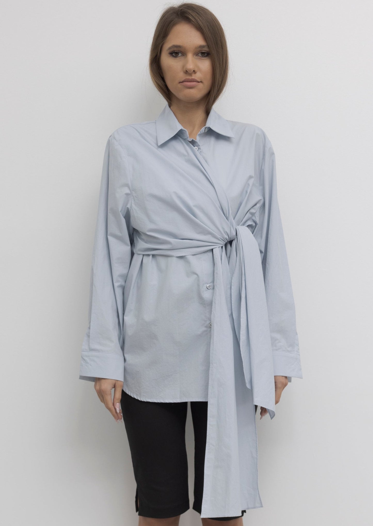 WRAP AROUND SKY BLUE SHIRT