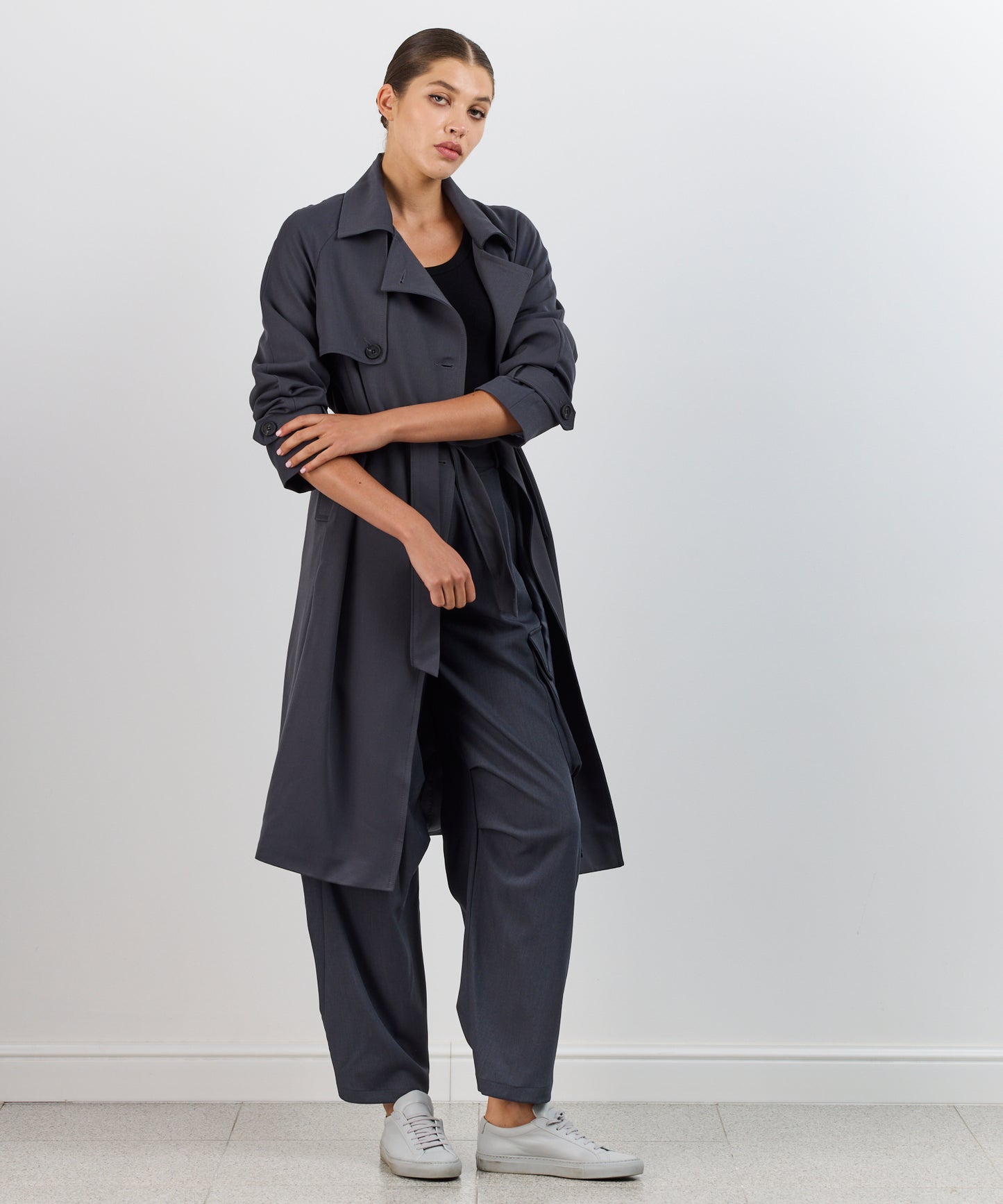 CHARCOAL TRENCH COAT