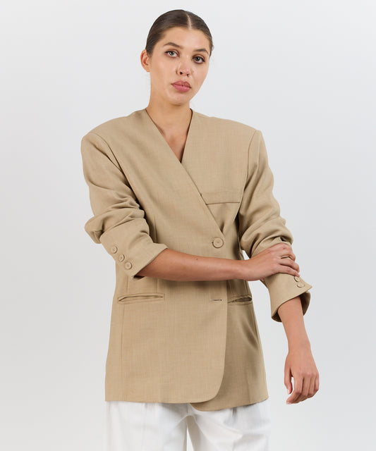 COLLARLESS BEIGE BLAZER