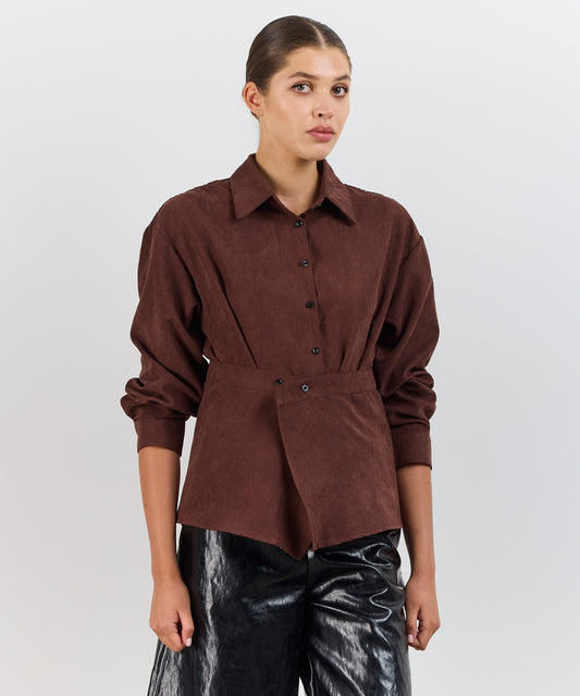 RUST SHIRT IN SUEDE