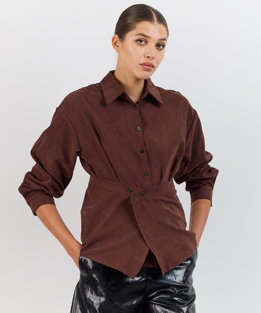 RUST SHIRT IN SUEDE