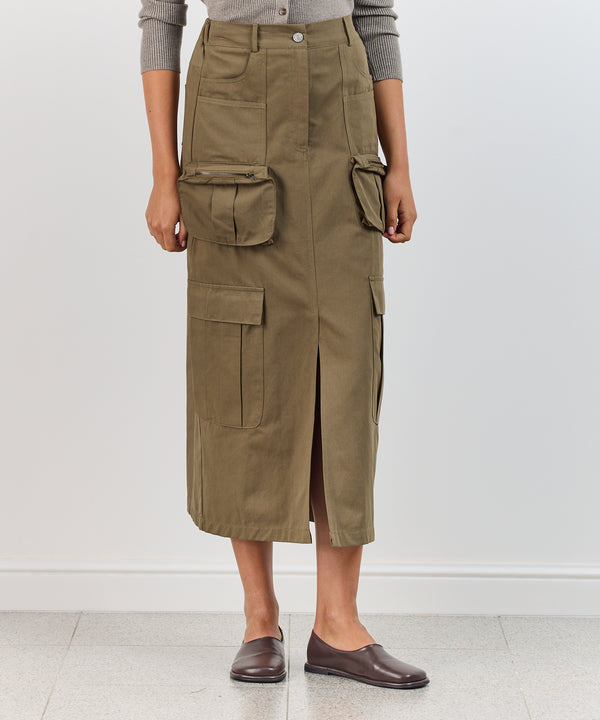 KHAKI CARGO SKIRT