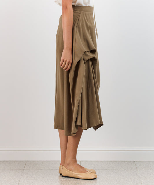 RUCHED BROWN SKIRT