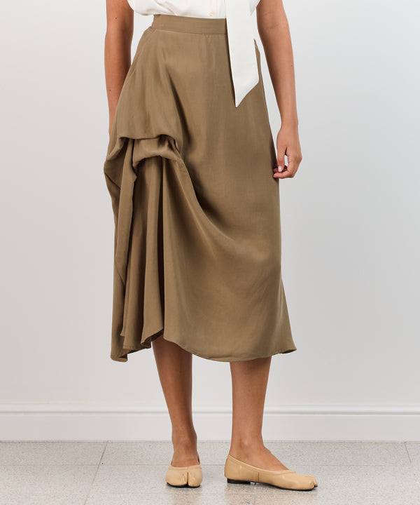 RUCHED BROWN SKIRT