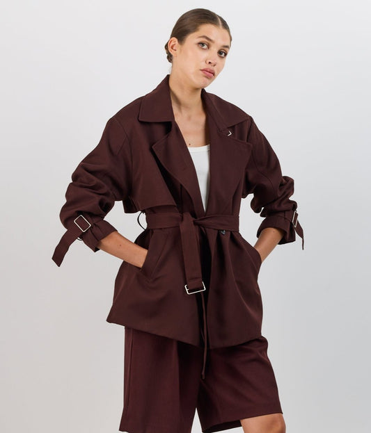 MAROON TRENCH COAT