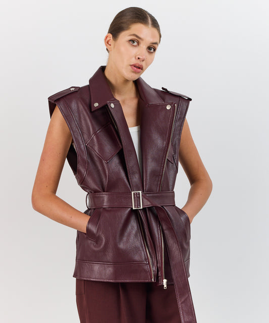 MAROON LEATHER VEST