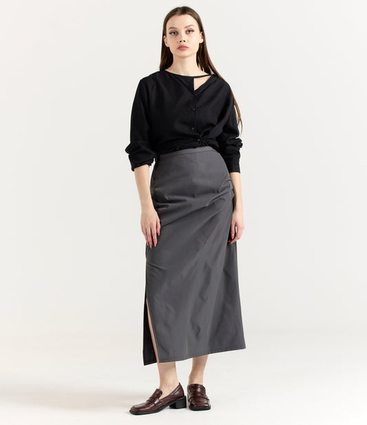 CHARCOAL MIDI SKIRT