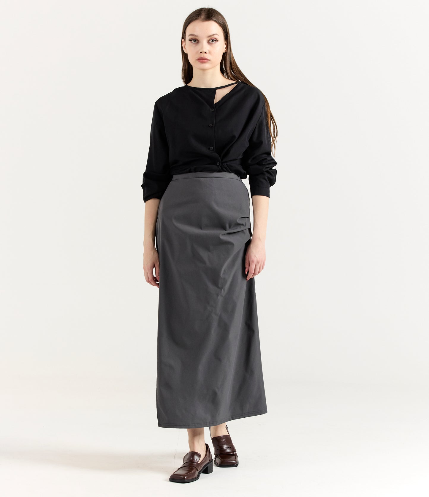 CHARCOAL MIDI SKIRT