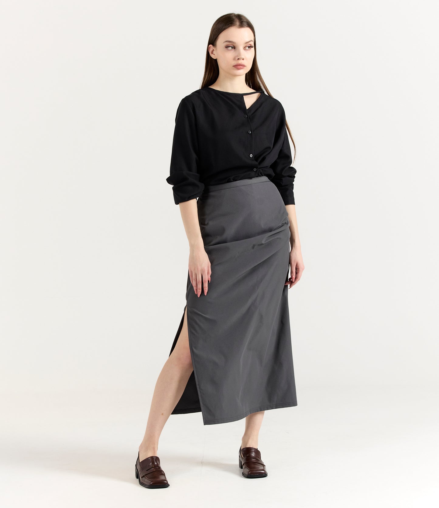 CHARCOAL MIDI SKIRT