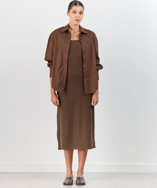 BROWN DRESS AND SHIRT SET