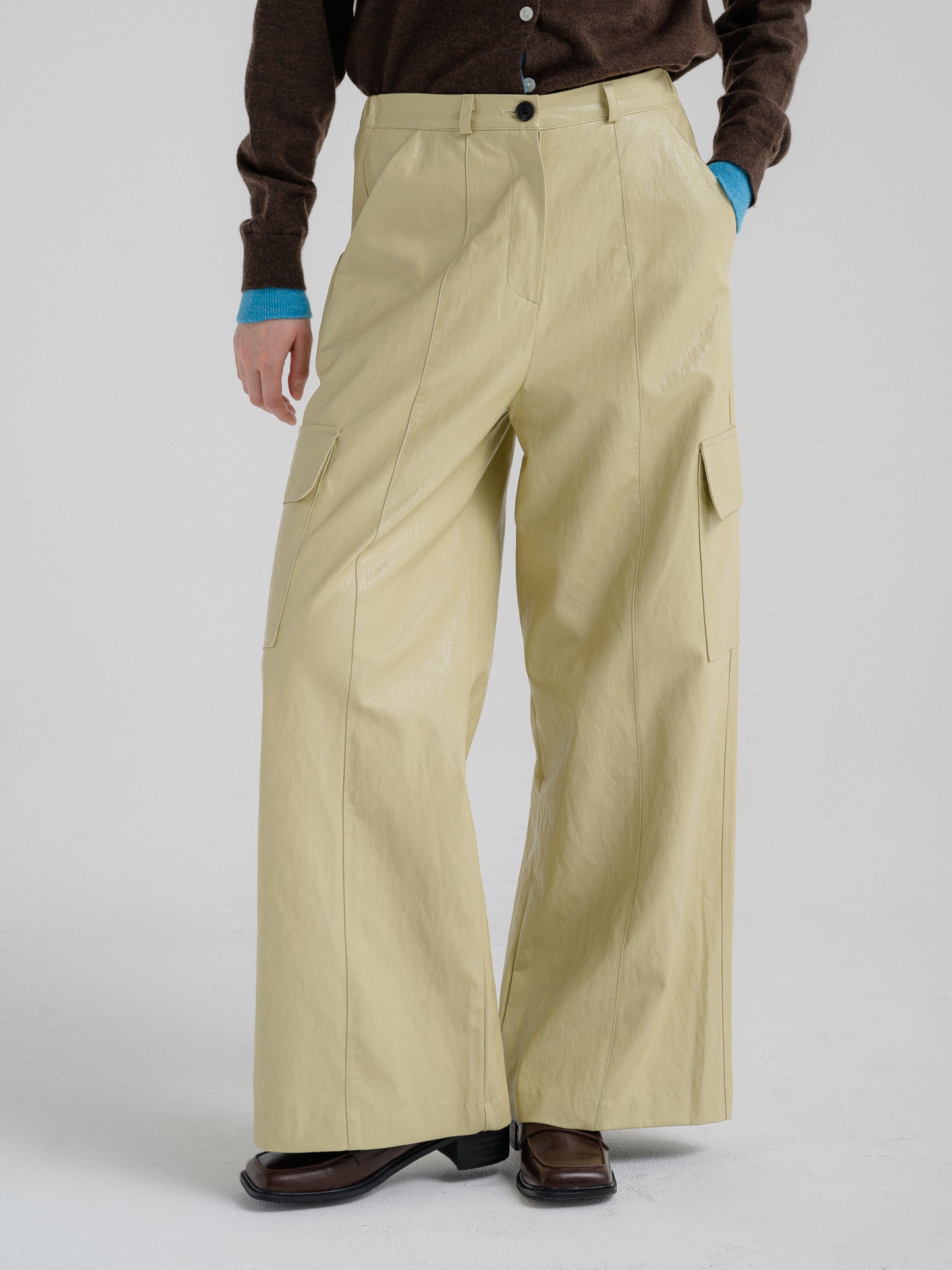 LEATHER CARGO PANTS