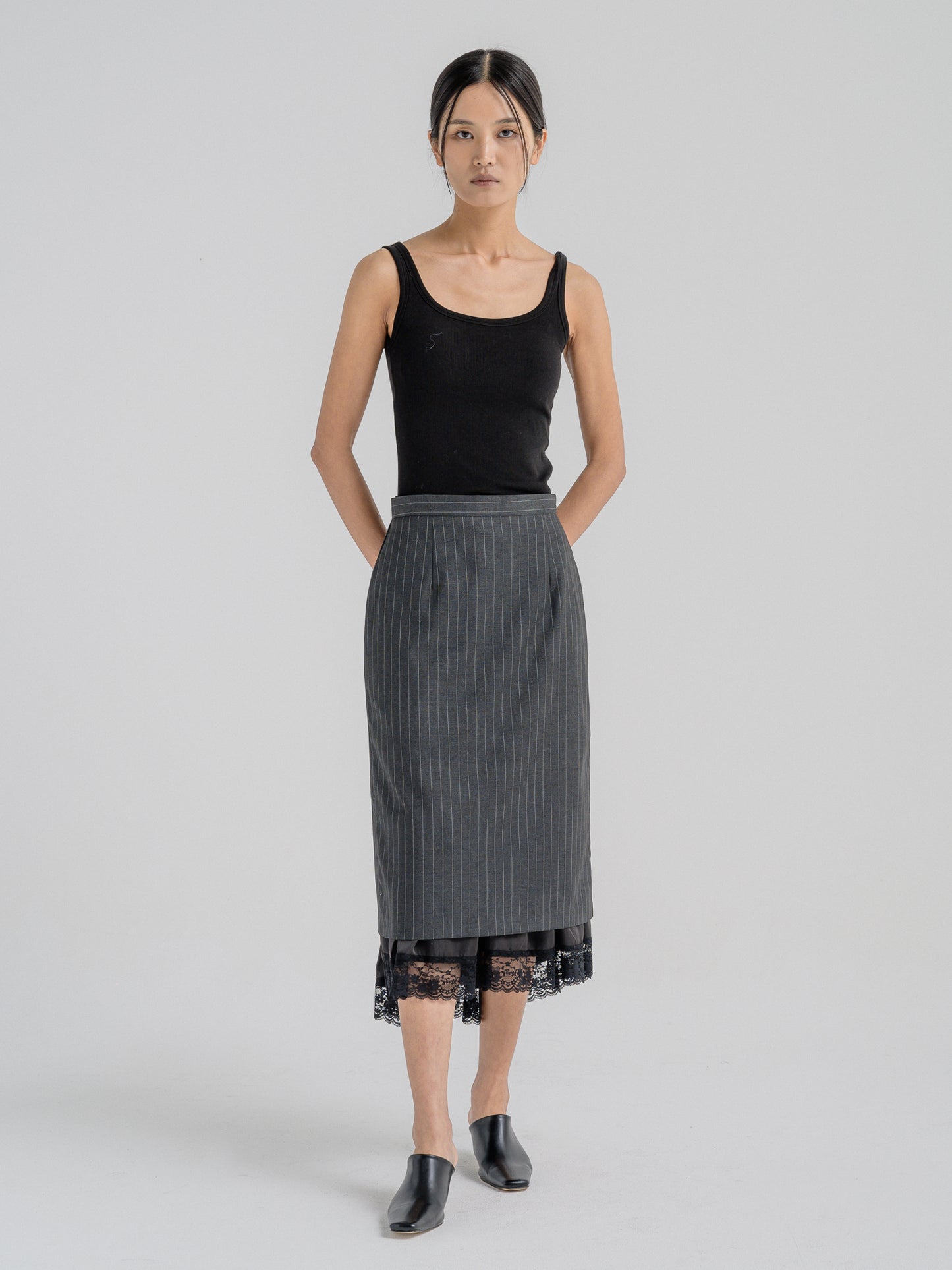 LACE-TRIM PENCIL SKIRT