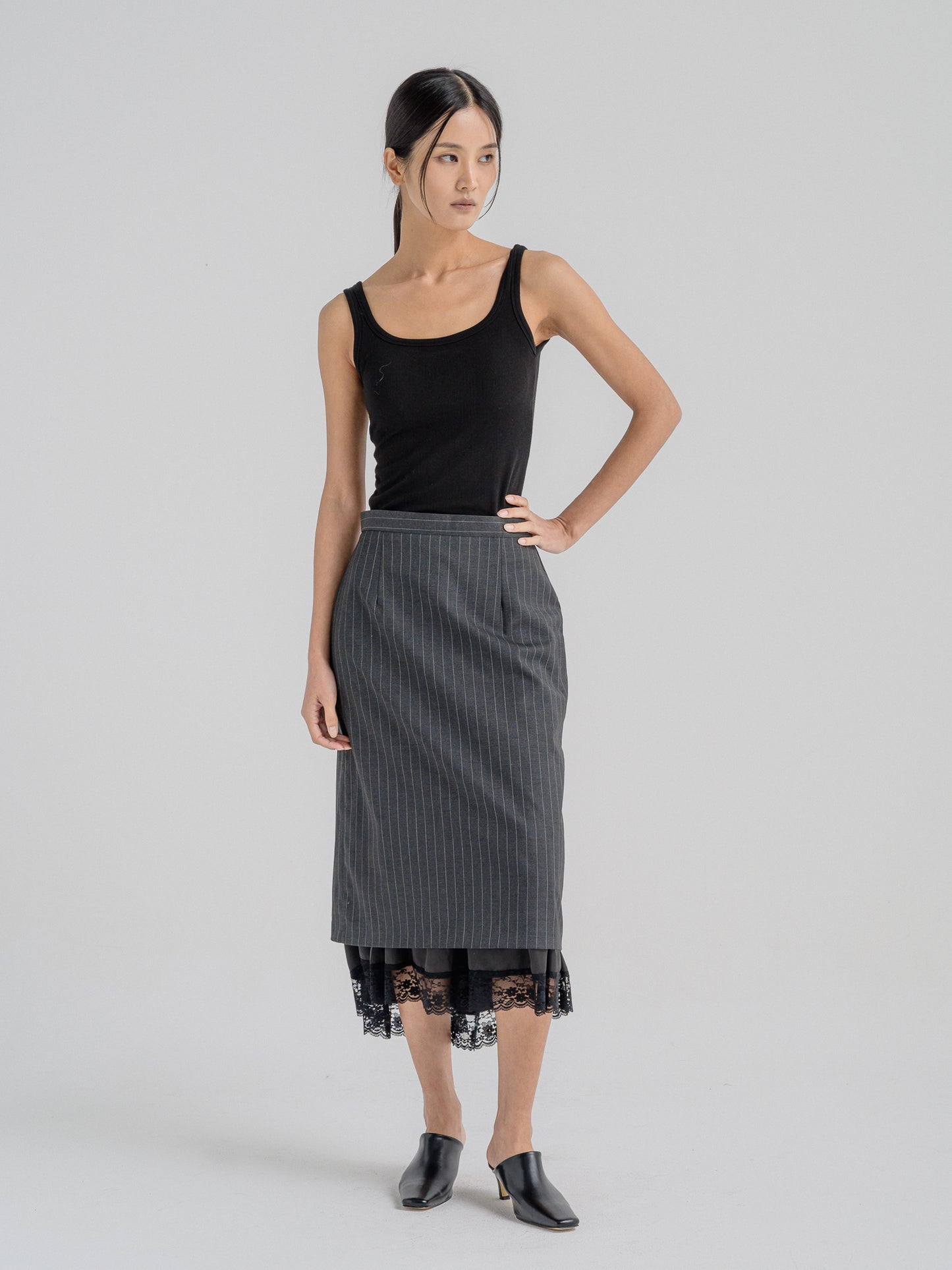 LACE-TRIM PENCIL SKIRT