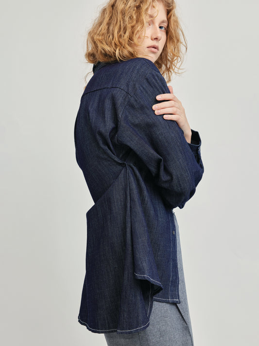 FITTED WAIST DENIM SHIRT