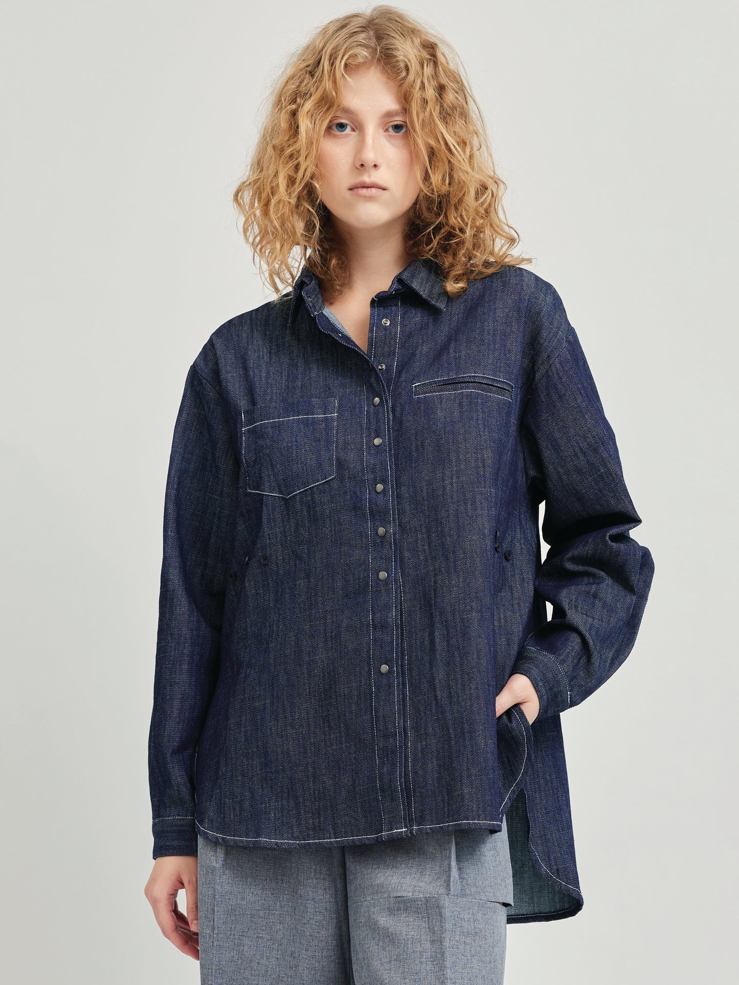 FITTED WAIST DENIM SHIRT – LABELIZED