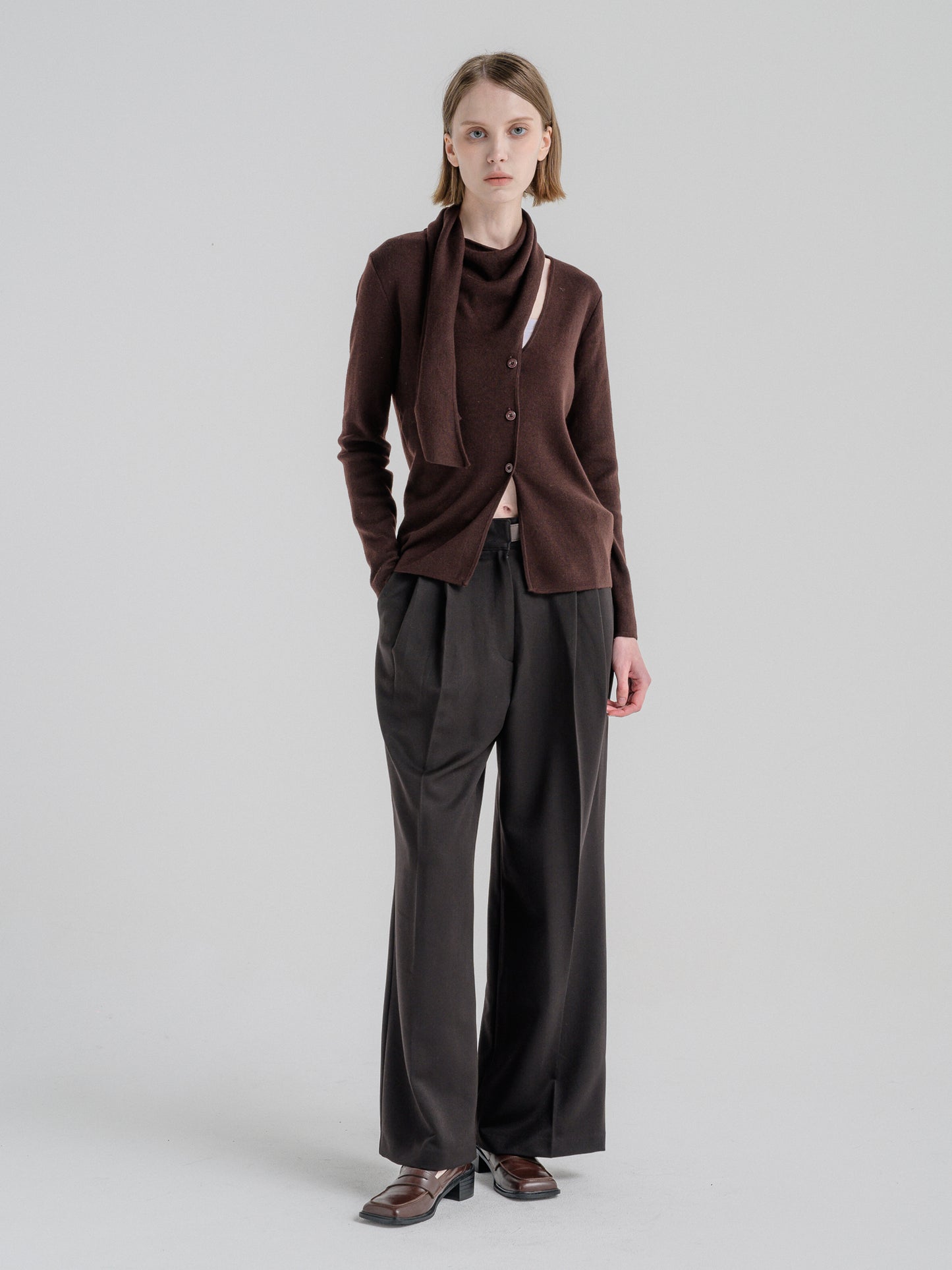 HALF BELTED SUIT PANTS