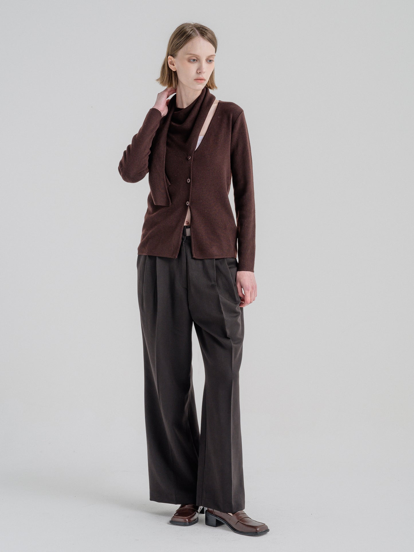 HALF BELTED SUIT PANTS