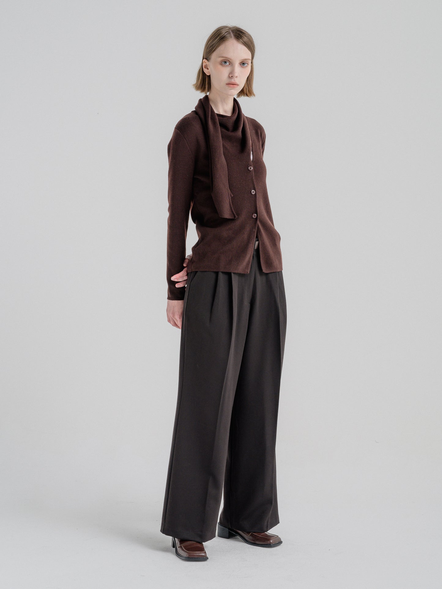 HALF BELTED SUIT PANTS