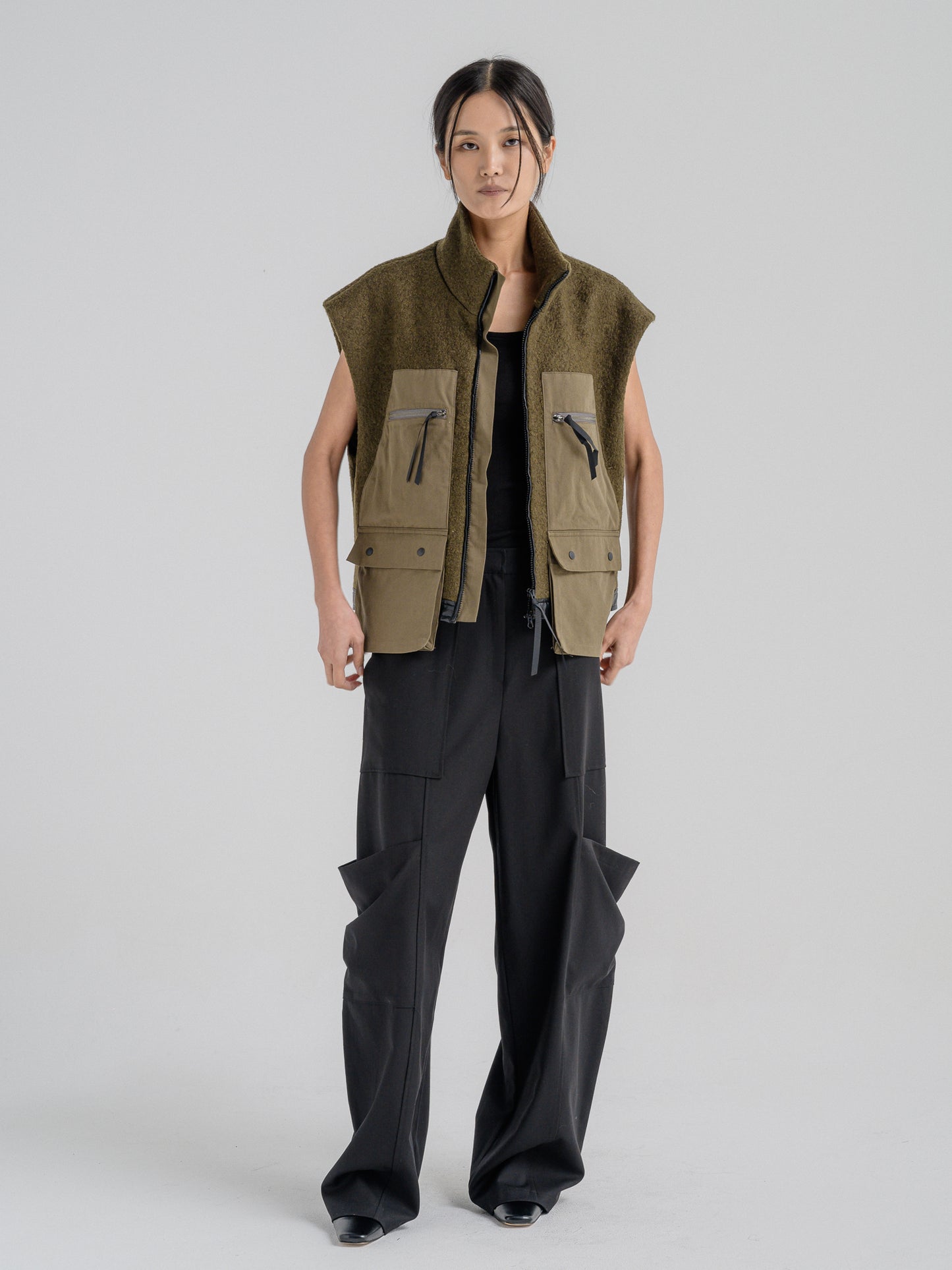 UTILITY KHAKI WOOL VEST