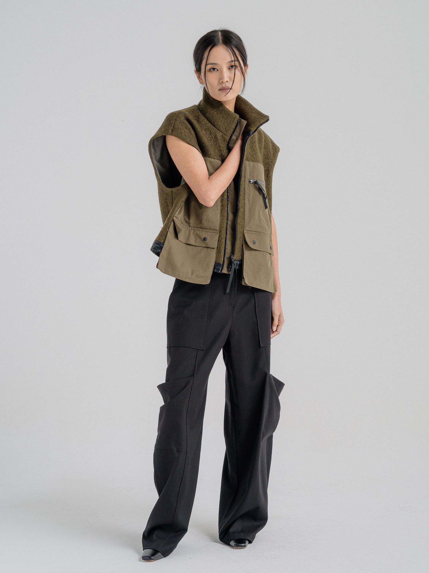 UTILITY KHAKI WOOL VEST