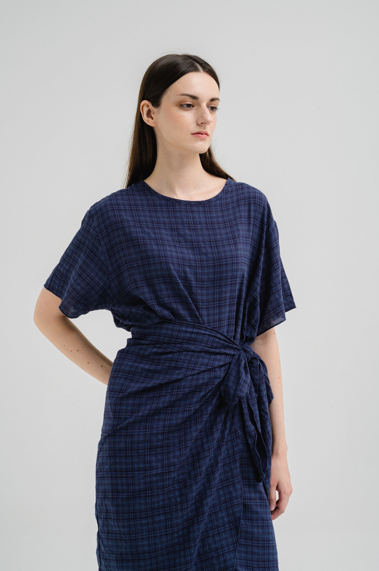 PLAID WRAP DRESS