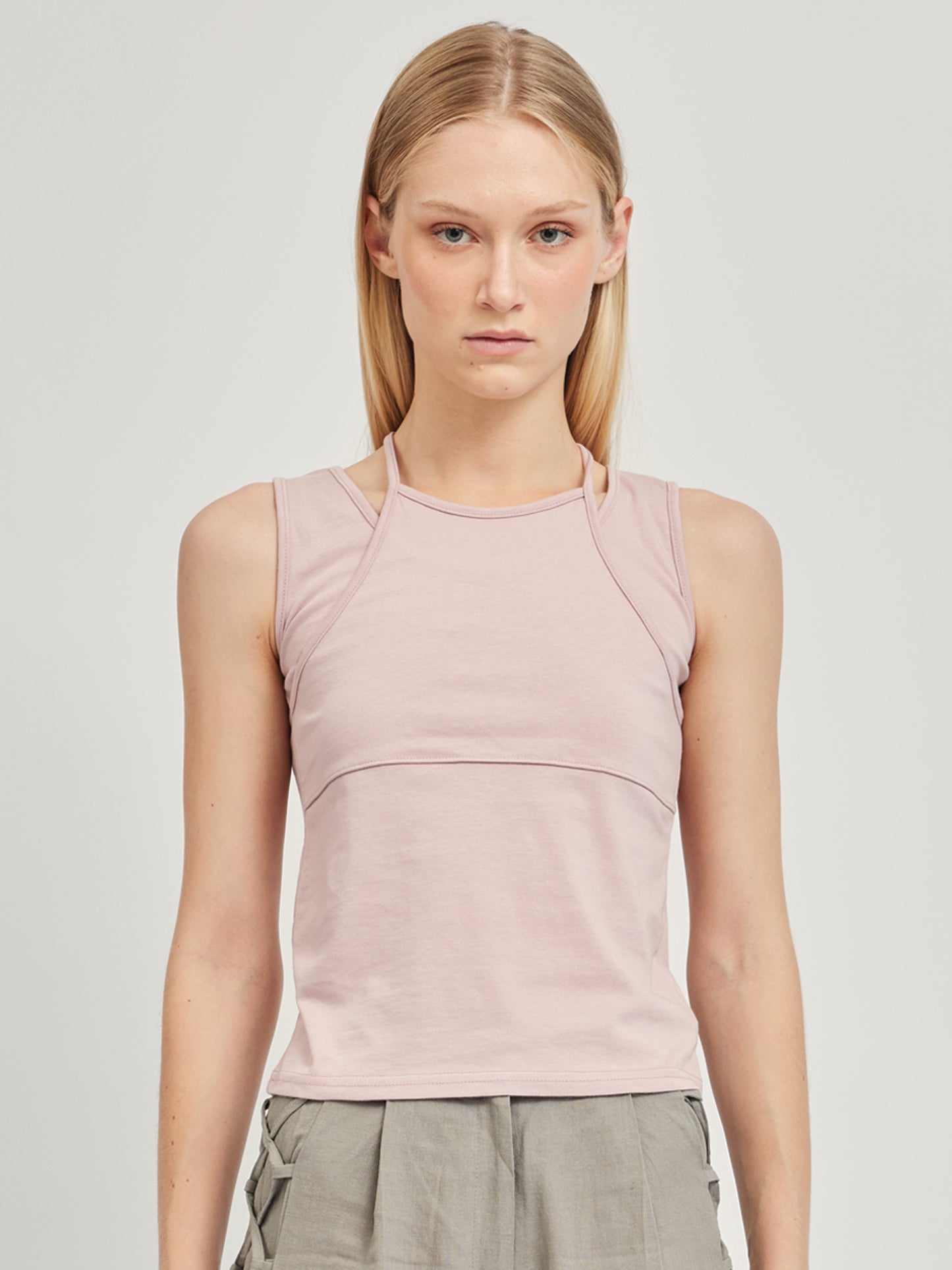 HALTER NECK TANK IN DUSTYROSE