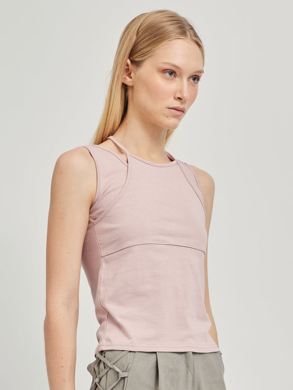 HALTER NECK TANK IN DUSTYROSE