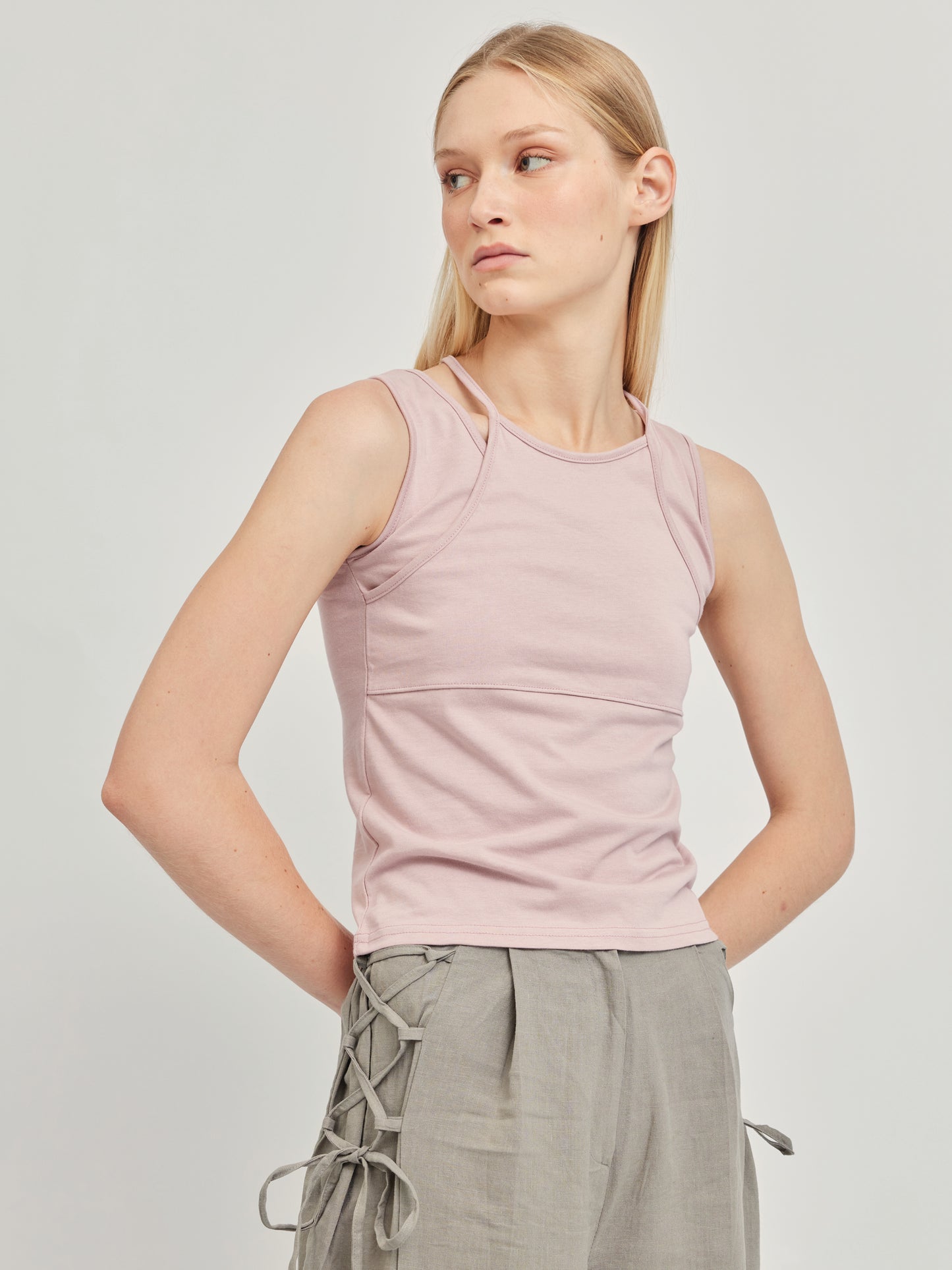 HALTER NECK TANK IN DUSTYROSE