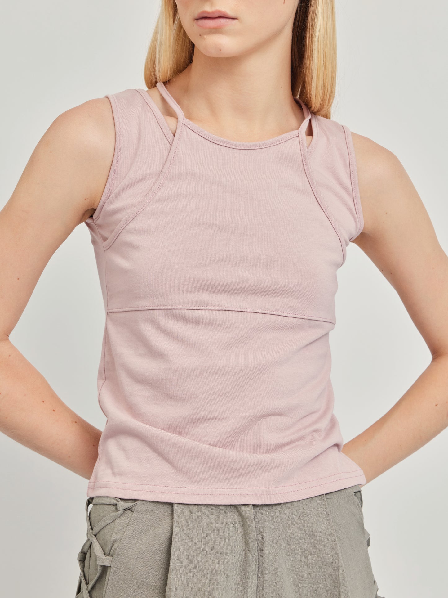 HALTER NECK TANK IN DUSTYROSE