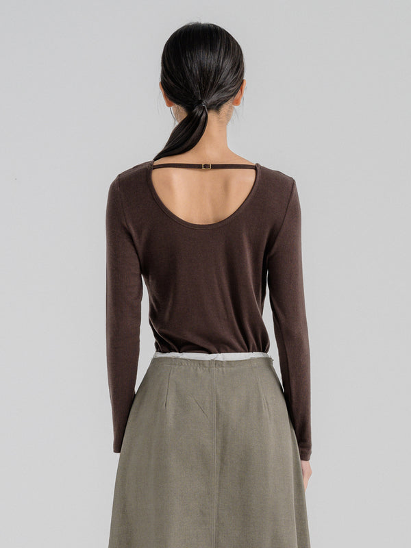 OPEN BACK BROWN TOP