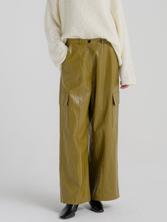 LEATHER CARGO PANTS