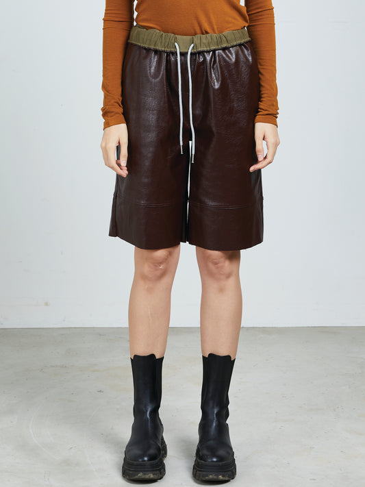 FLIPPED WAIST LEATHER SHORTS