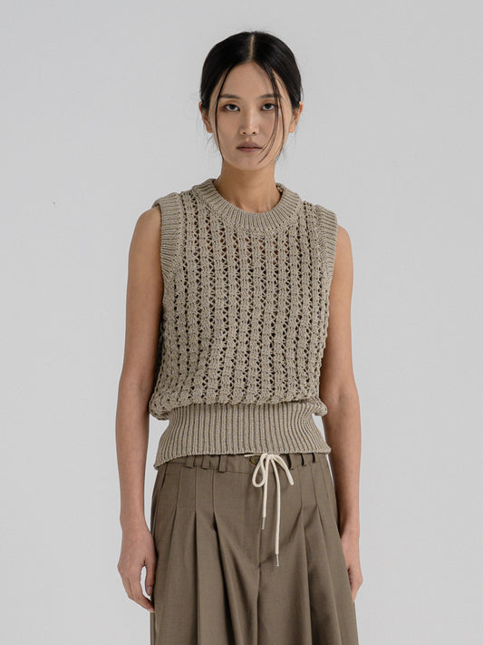 TAUPE KNITTED VEST