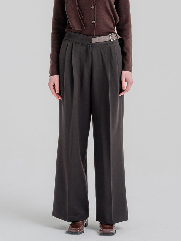 HALF BELTED SUIT PANTS