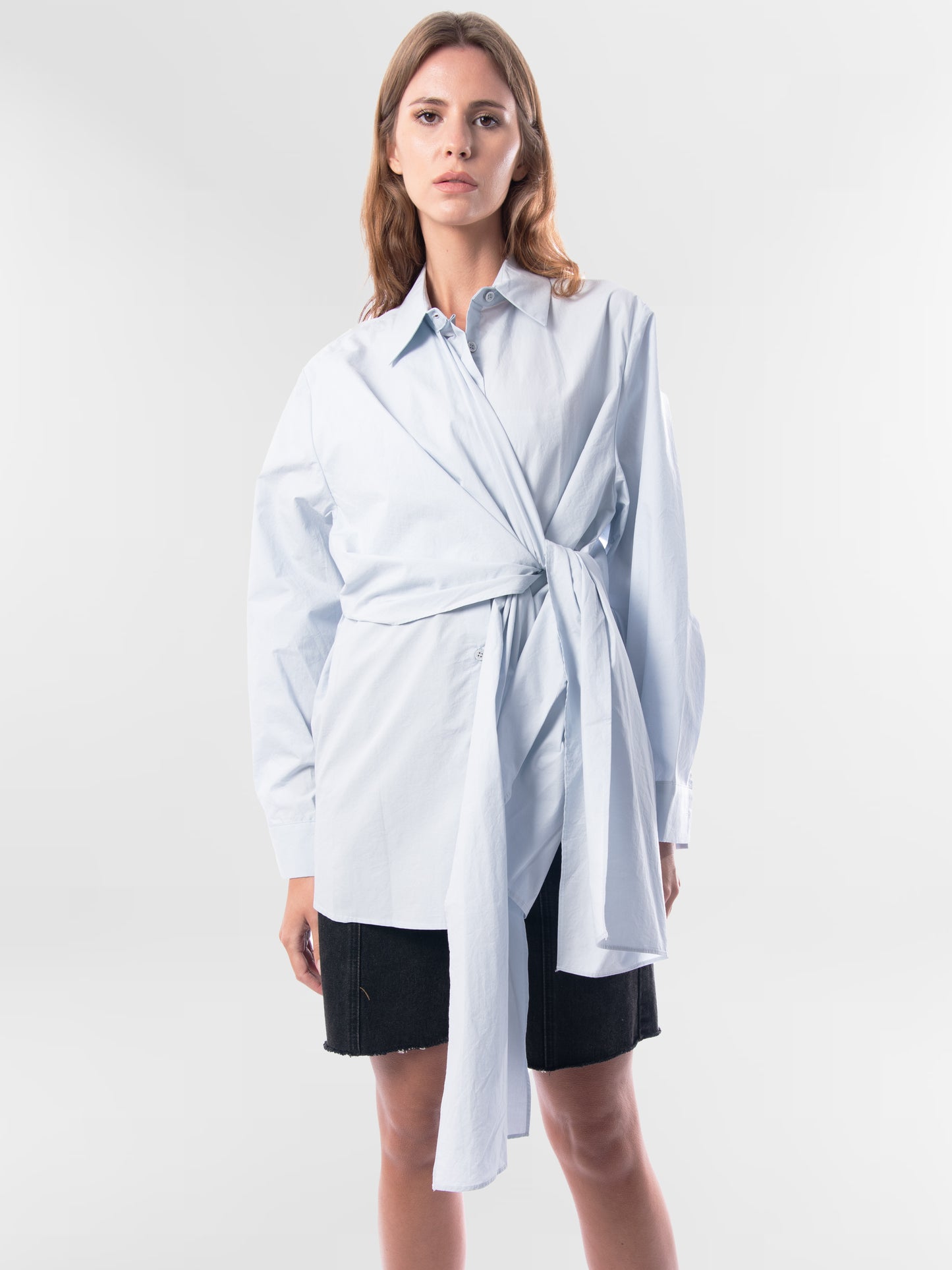 WRAP AROUND SKY BLUE SHIRT