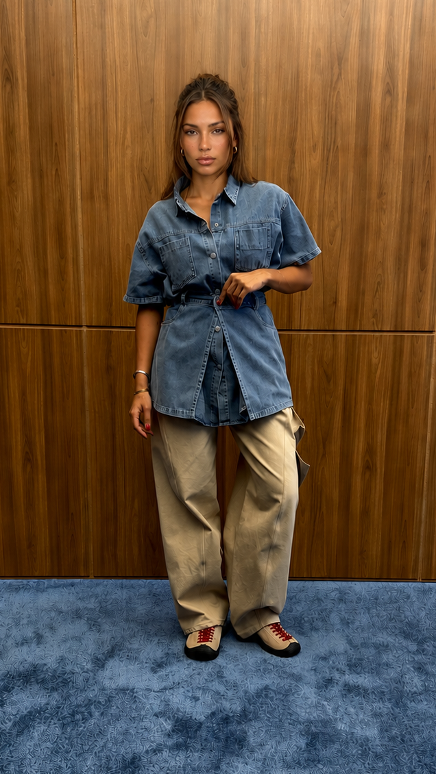 DENIM TIE SHIRT