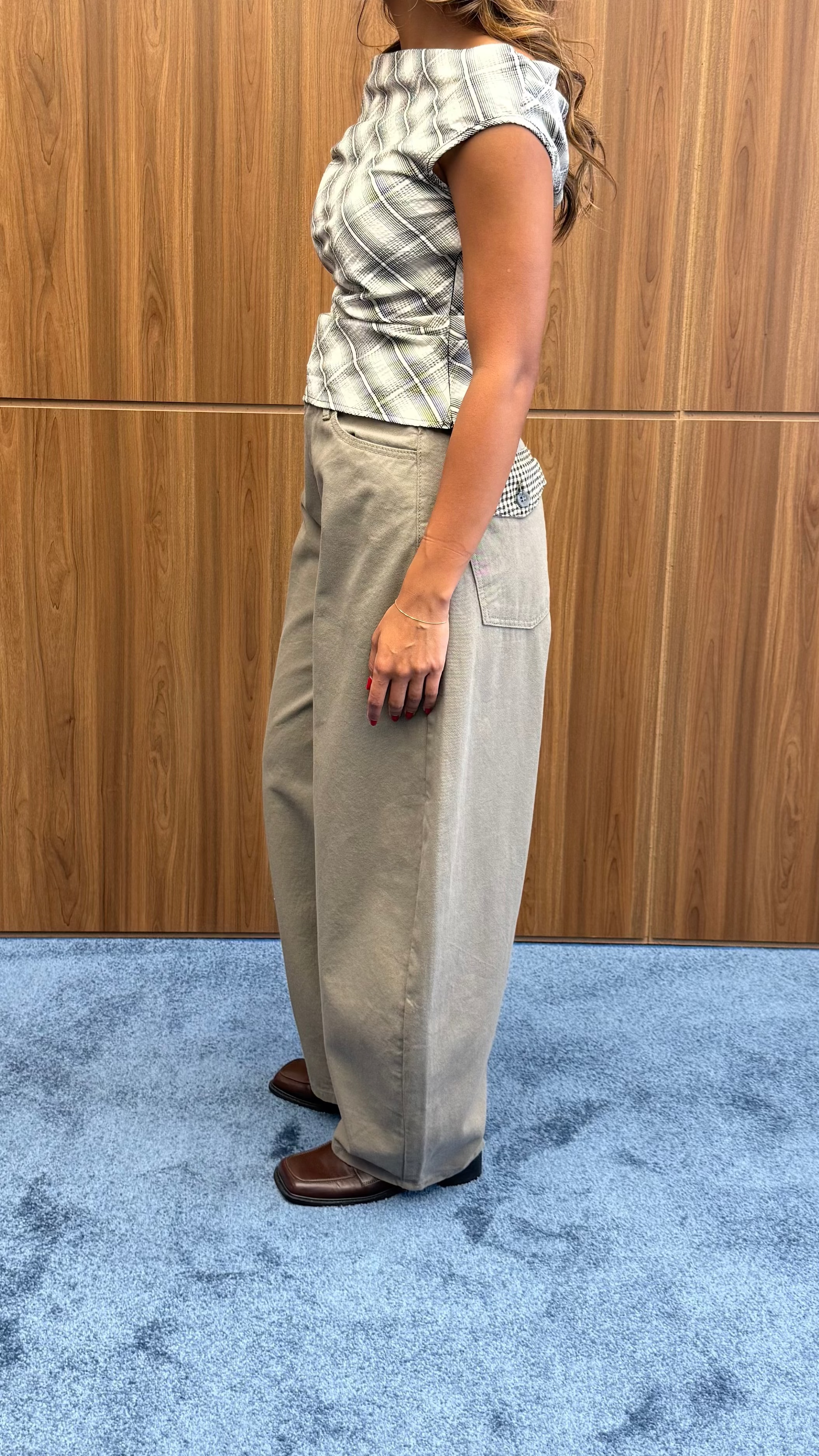 PLAID BALLOON JEANS