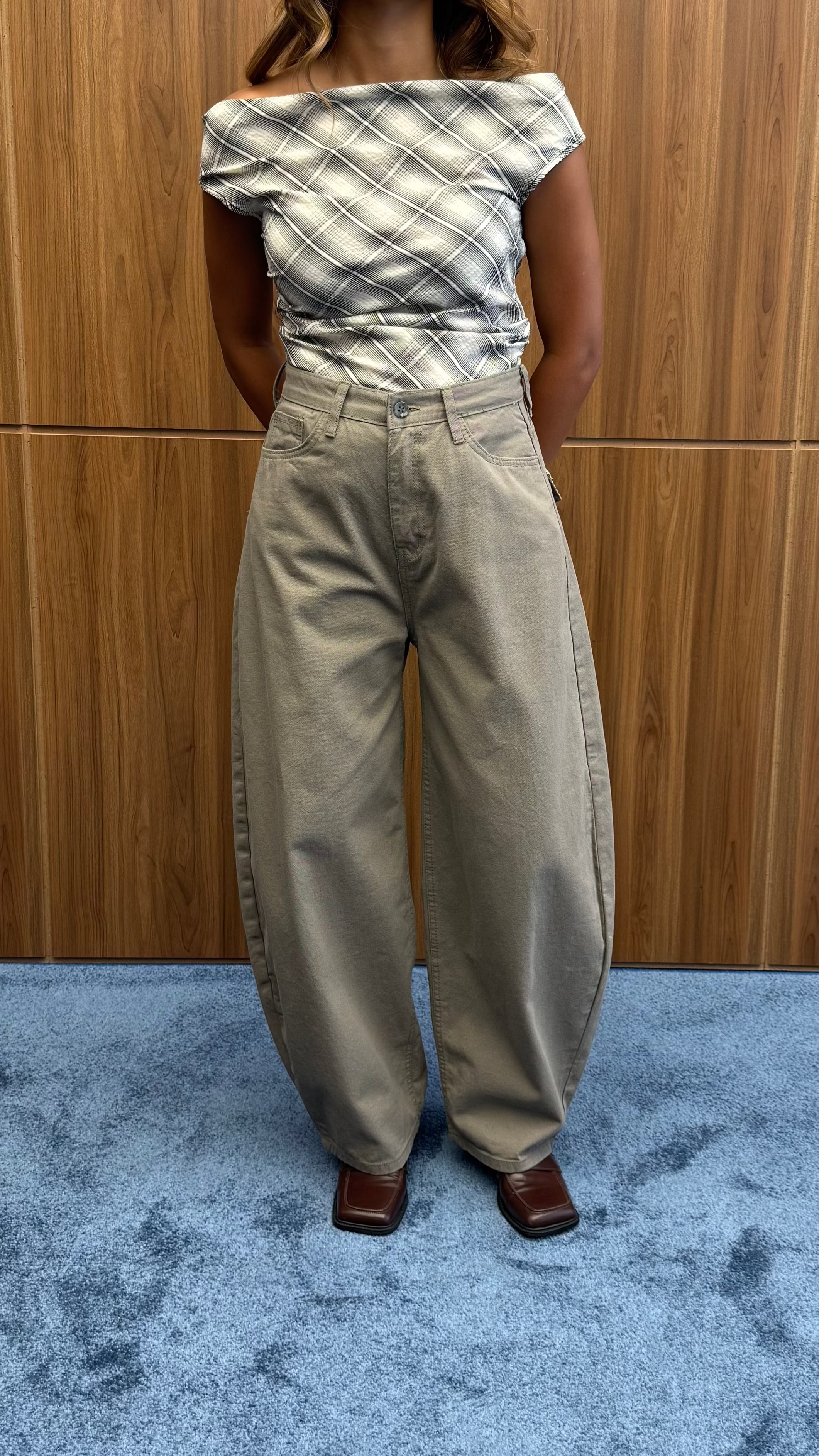 PLAID BALLOON JEANS