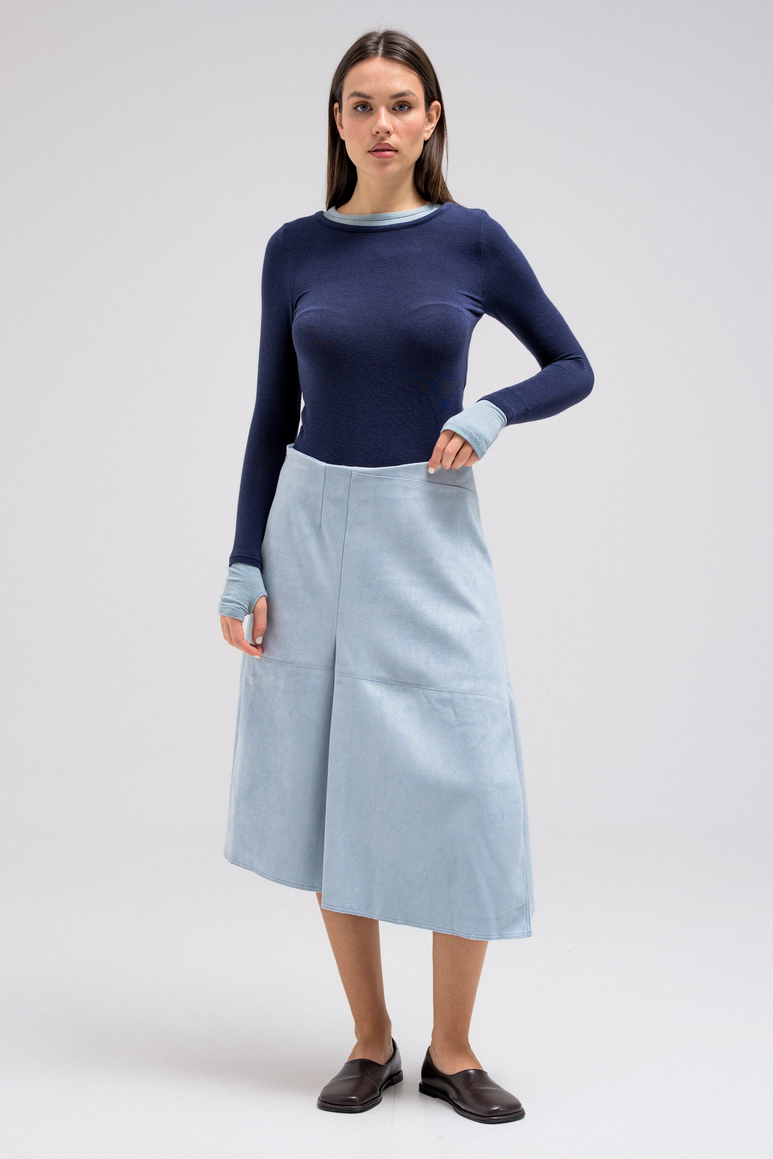 BLUE SUEDE SKIRT