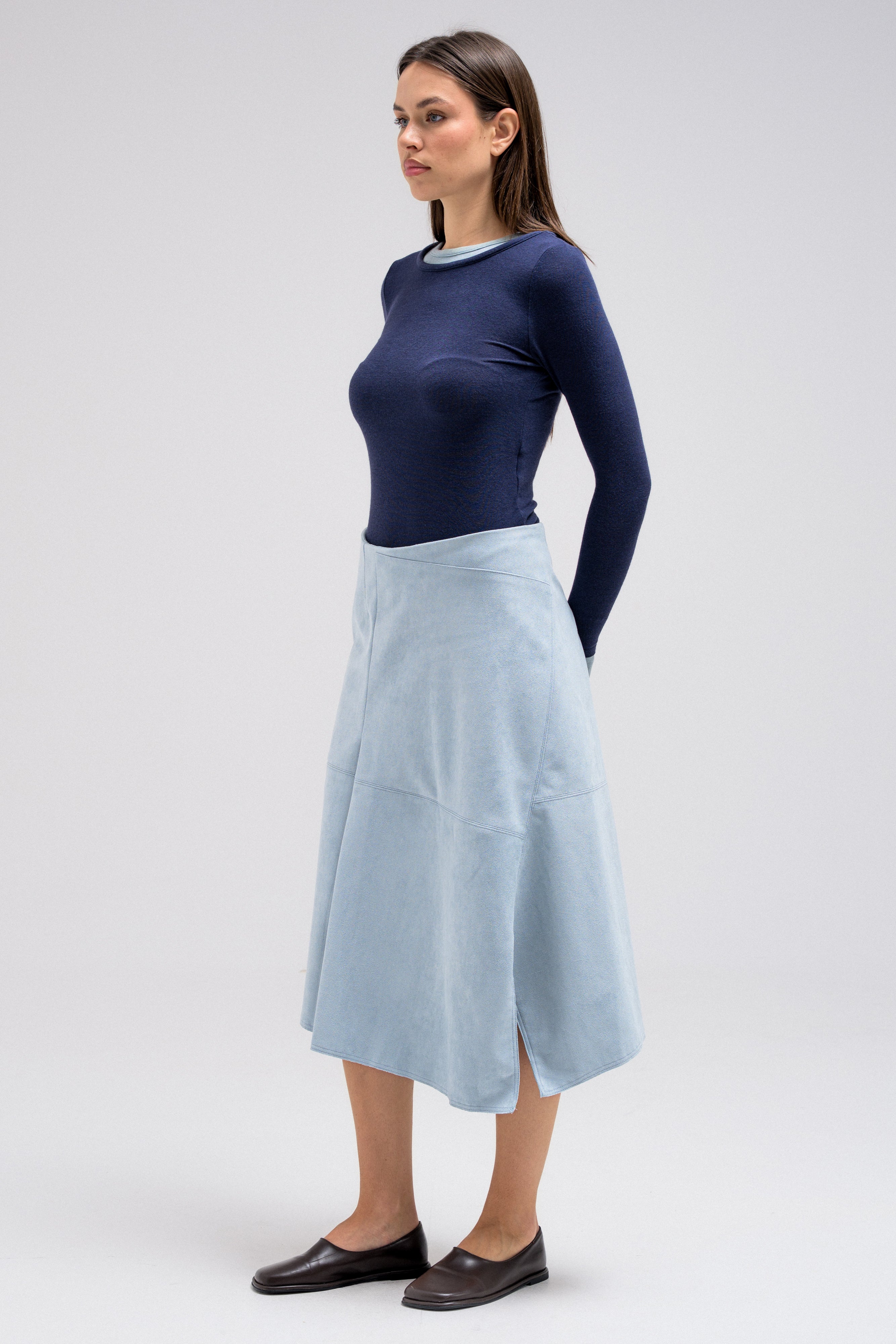 BLUE SUEDE SKIRT