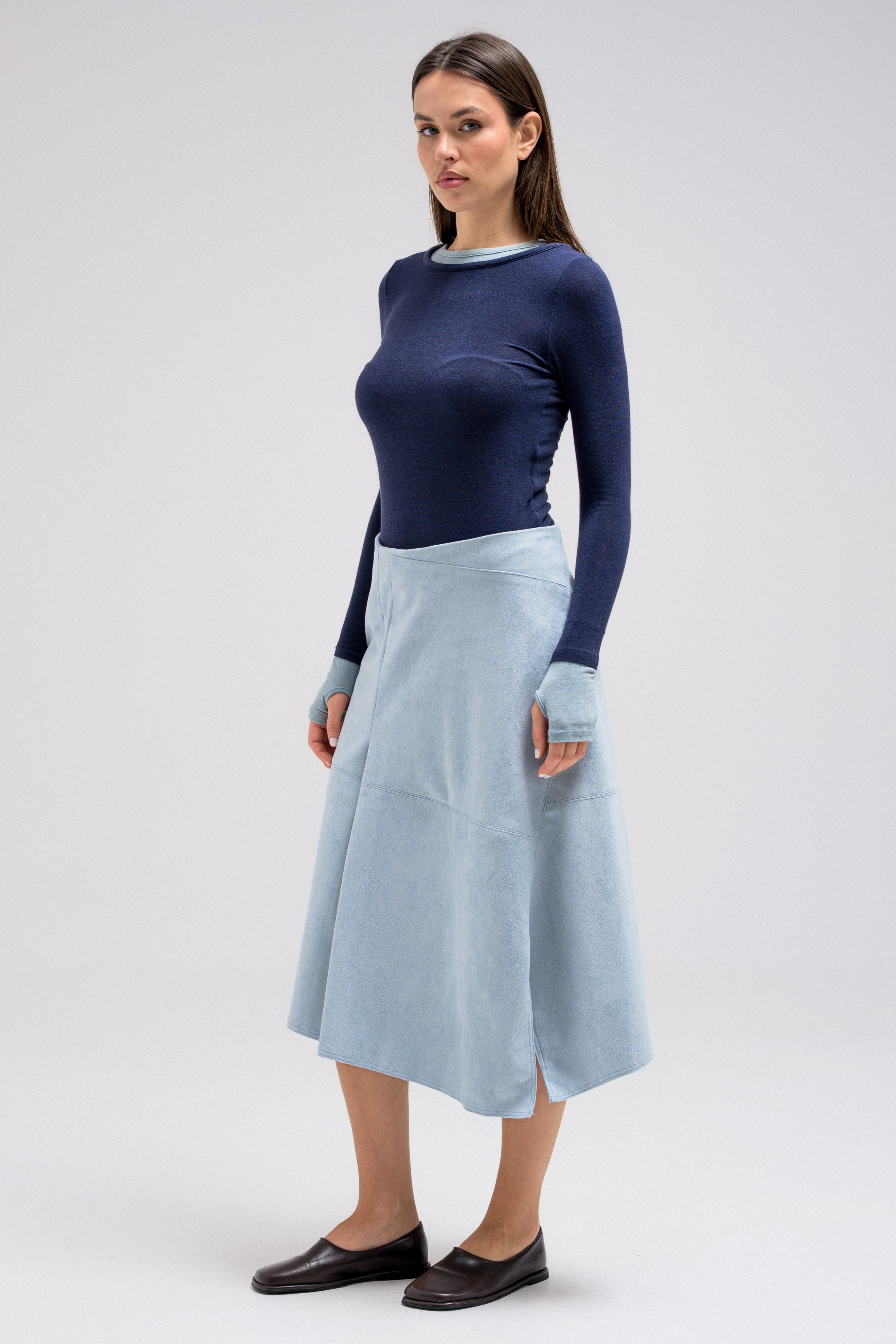 BLUE SUEDE SKIRT