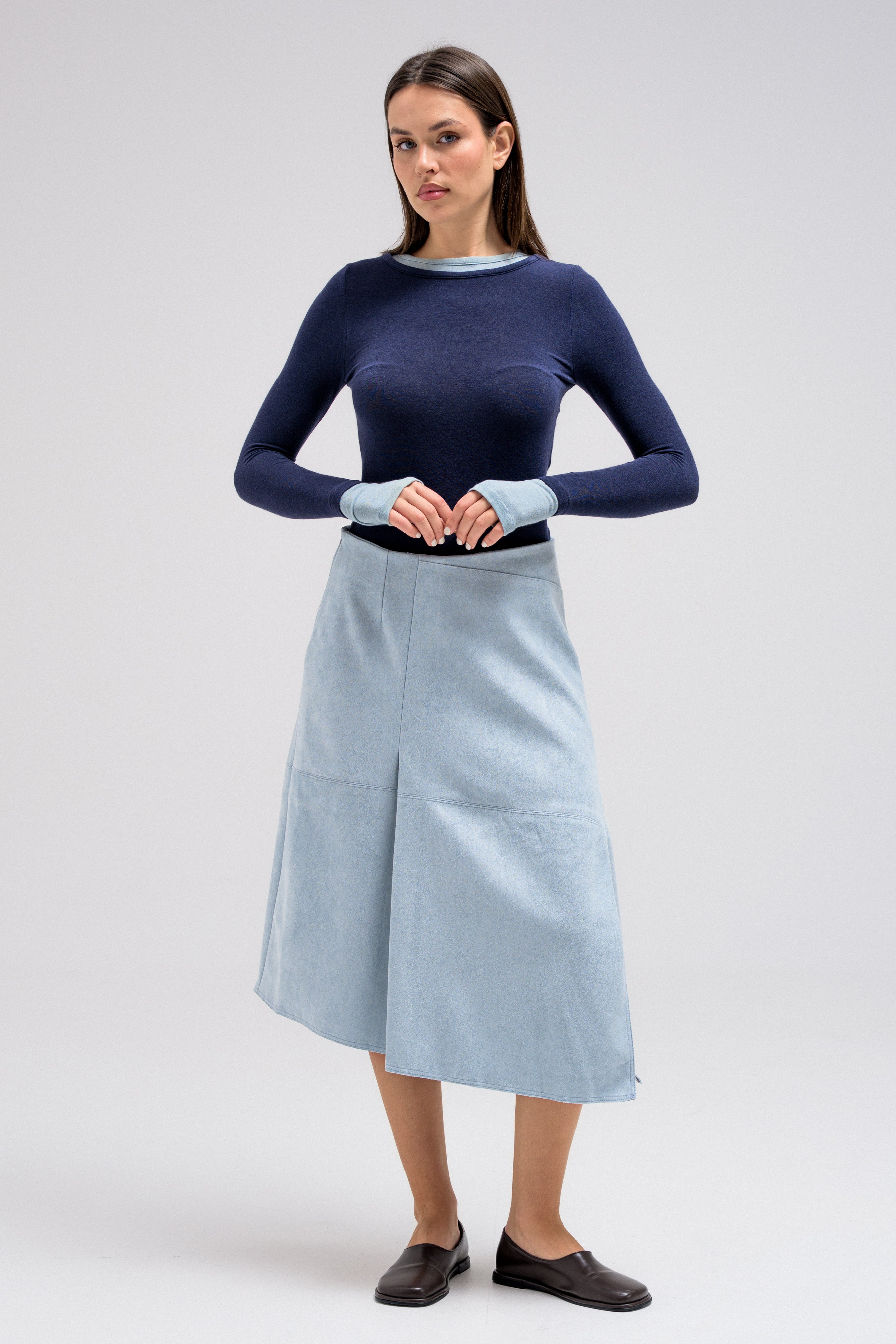 BLUE SUEDE SKIRT