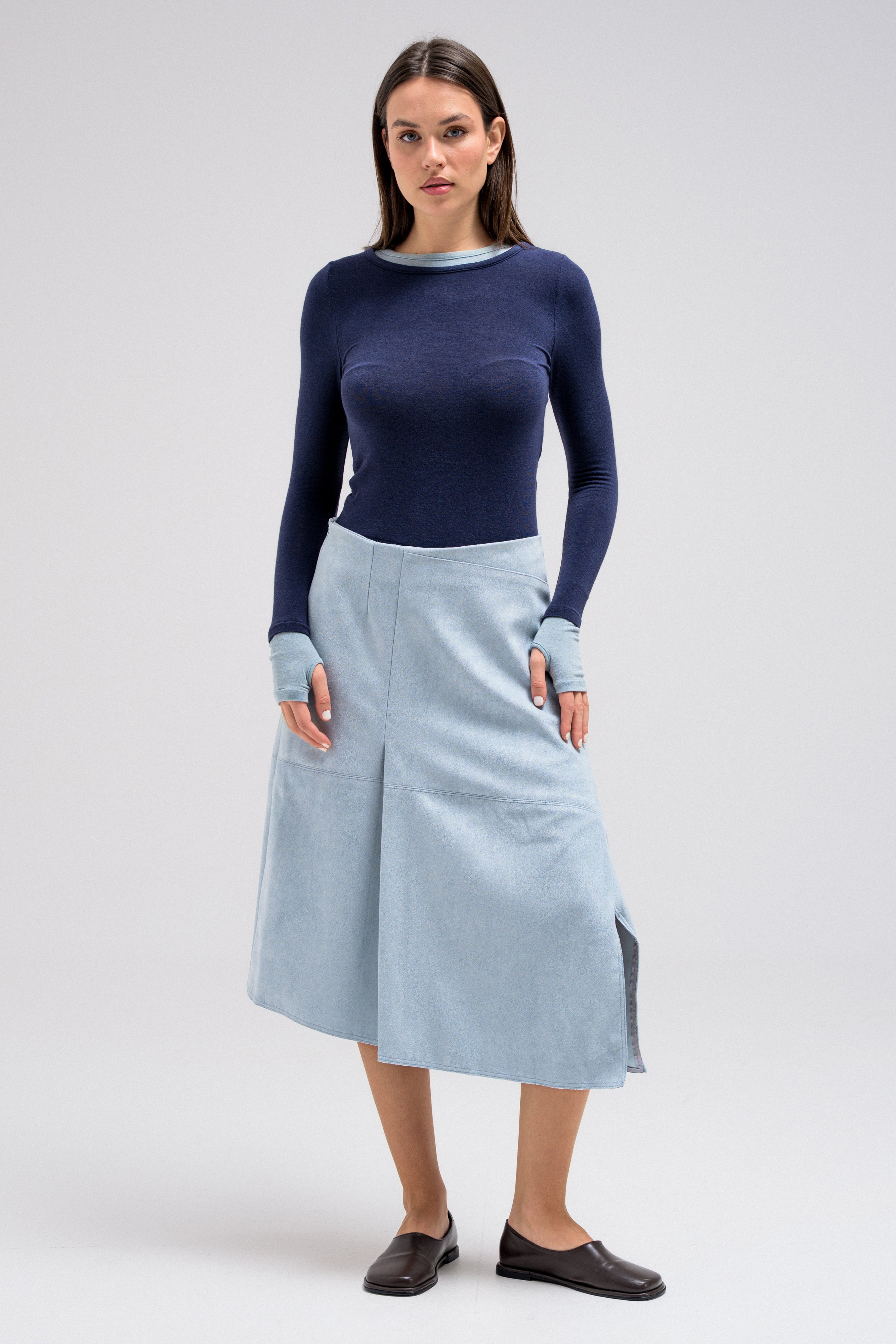 BLUE SUEDE SKIRT