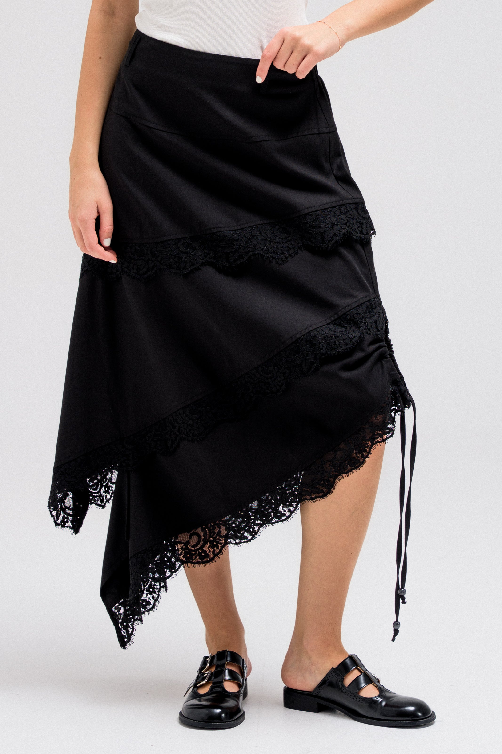 NOIR LACE PANEL SKIRT
