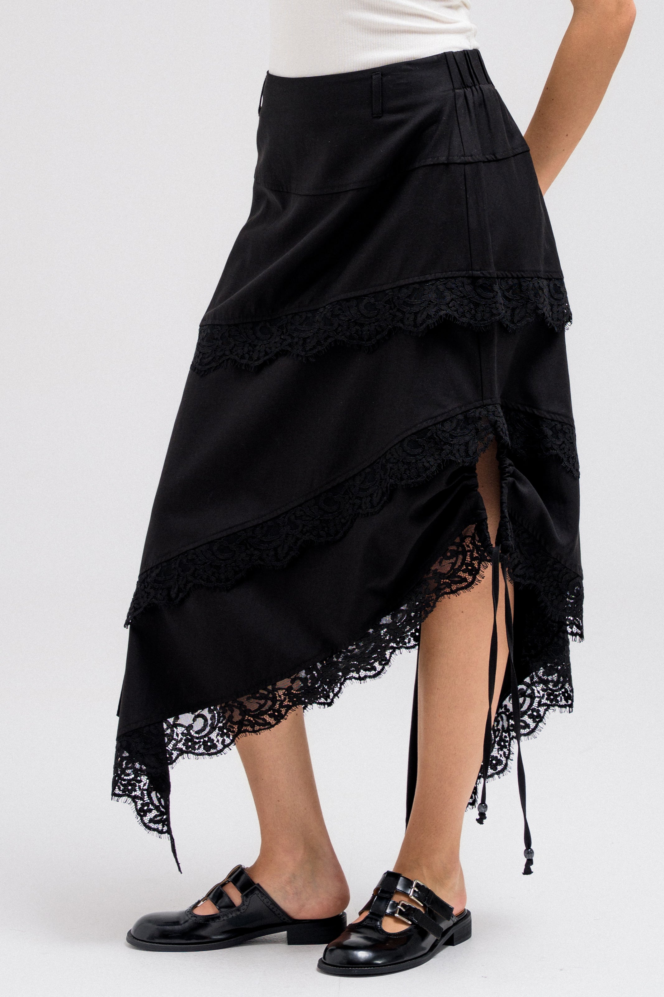 NOIR LACE PANEL SKIRT