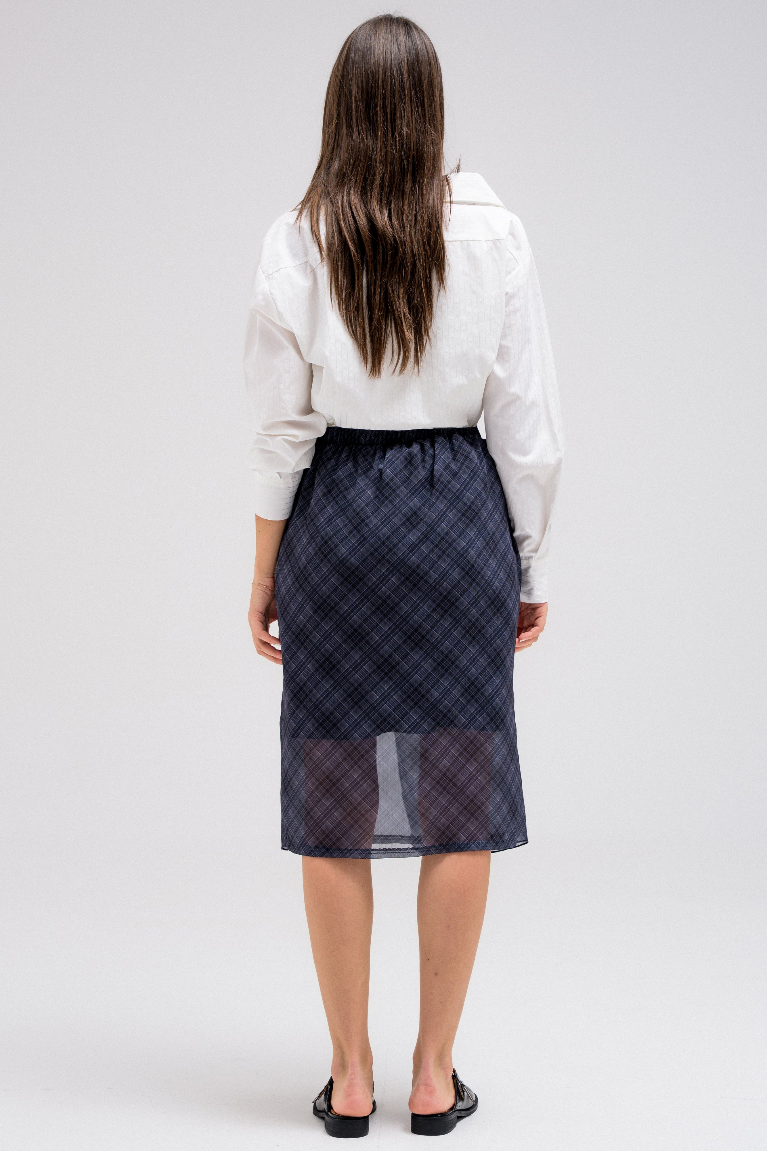SHEER CHECKERED WRAP SKIRT