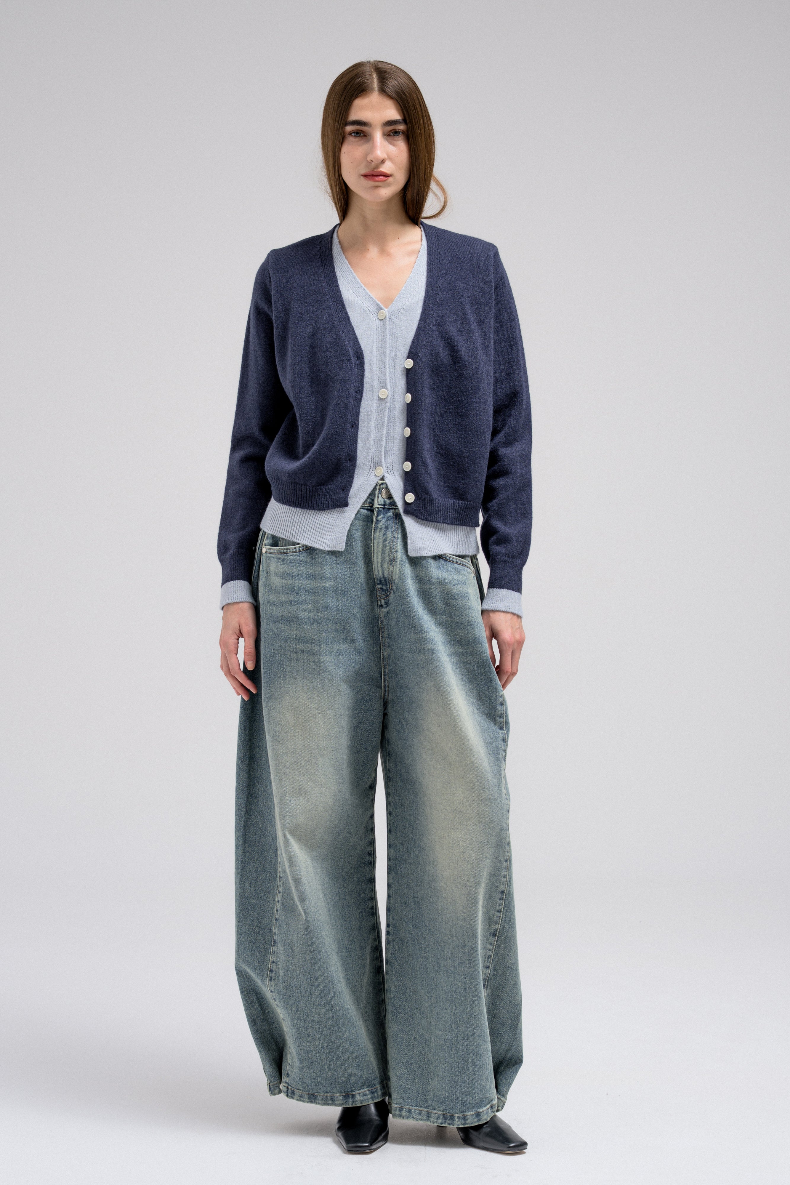 RAY DOUBLE LAYERED CARDIGAN